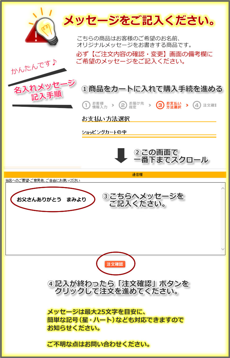 メッセージのご記入方法